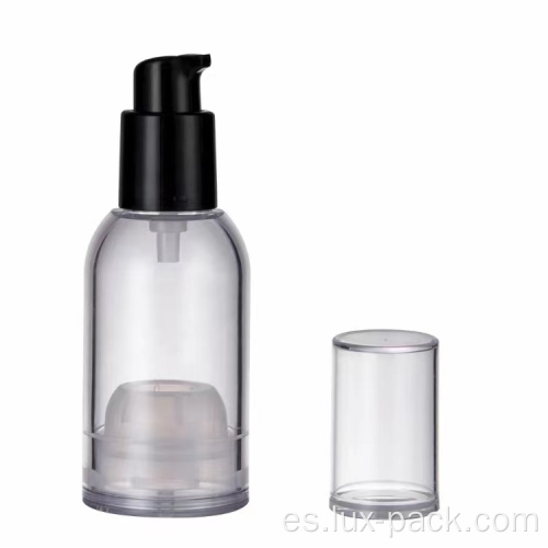 Precio de fábrica envasado cosmético de lujo de plástico botella de bomba sin aire recargable transparente